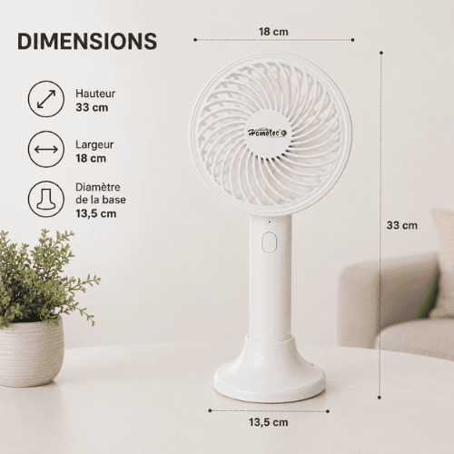 Ventilateur Portable Mini À 3 Réglages Avec Recharge Usb Description