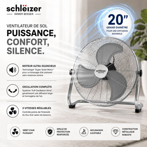 Ventilateur De Sol Métallique Slz - 20"