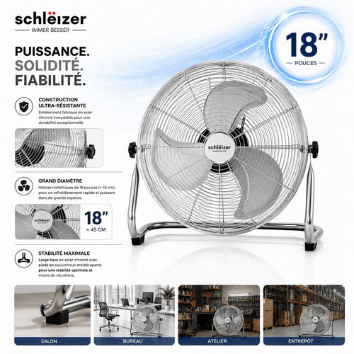 Ventilateur De Sol Métallique Slz - 18"