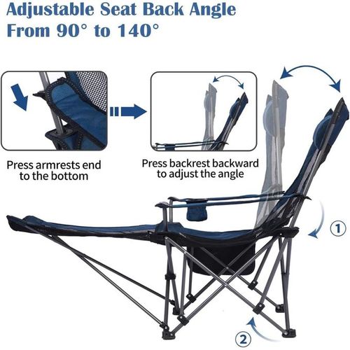 Fauteuil De Camping Pliable Et Inclinable Avec Repose-pieds Intégré Chaise (Couleur Aléatoire)