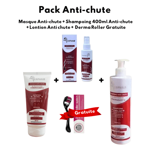 Collection Anti-chute Caphair, Masque Anti-chute + Shampooing 400ml + Lotion Stimulant + Derma Roller Gratuite