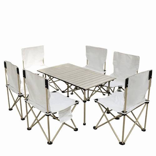 Ensemble Table Pliante + 6 Chaises Xl – Table Camping Pliable Portable Avec Sacs De Rangement (multi Couleur Aléatoire)