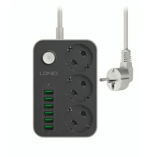 Ldnio Se3631 – Multiprise 3 Prises + 6 Ports Usb 3.4a Avec Protection Intégrée + Câble Kalio Sj127 Usb-c 120w Offert
