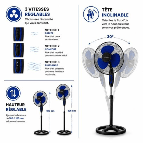 Ventilateur Sur Pied Hauteur Réglable