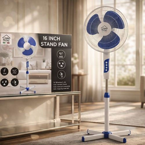 Ventilateur Sur Pied 16" (40 Cm) - 40w, 3 Vitesses, Inclinaison Réglable - Design Silencieux Et Moderne -