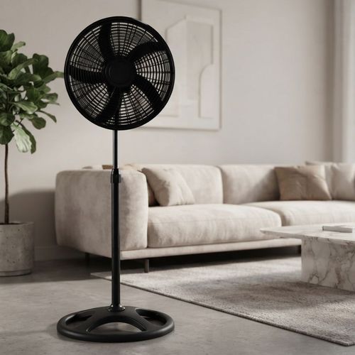 Ventilateur Sur Pied Moderne 16" (40 Cm) - 40w, 3 Vitesses, Inclinaison Réglable - Design Noir Mat Premium
