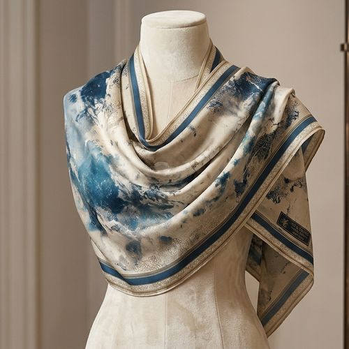 Châle Imprimé Brume 180 × 70 Cm – 100 % Tencel _ Collection – Éclats D'art