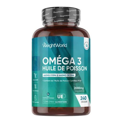 Omega 3 Huile De Poisson - 240 Softgels - 2000mg