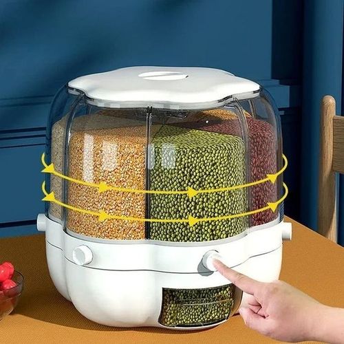 Distributeur Rotatif De Riz 7l Boîte De Rangement Alimentaire 360 Pour Céréales Et Légumineuses