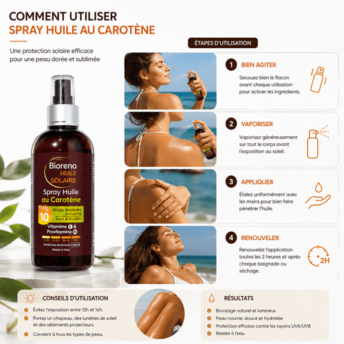 Huile Bronzante Waterproof Au Carotène – Vitamine E & Provitamine B5