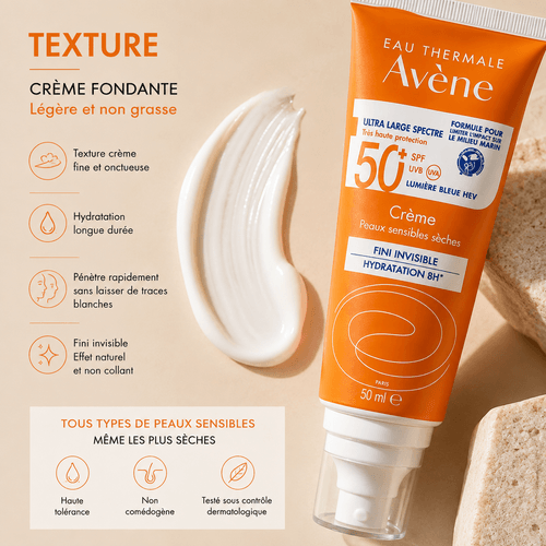 Crème Solaire Hydratante Spf 50+ – Fini Invisible