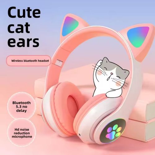 Casque Bluetooth Sans Fil STN28 - Design Oreilles de Chat Lumineuses (Couleur Aléatoire)
