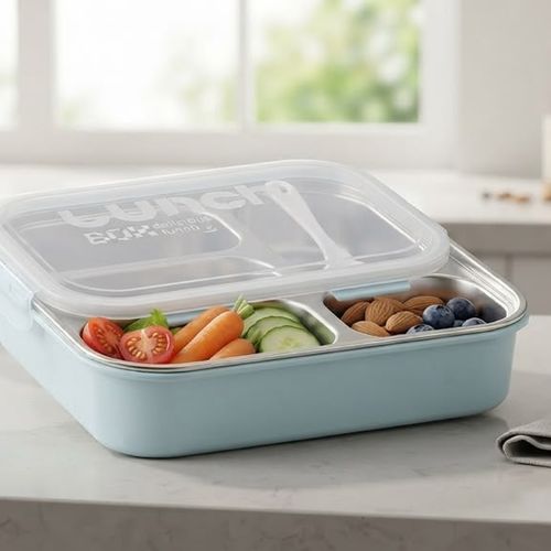 Lunch Box -3 Compartiments Inox + Cuillère-compatible Micro-ondes