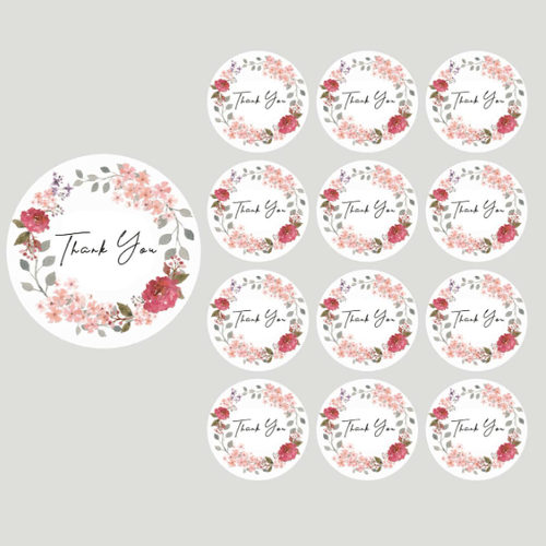 100 Autocollants Ronds À Motif Floral 