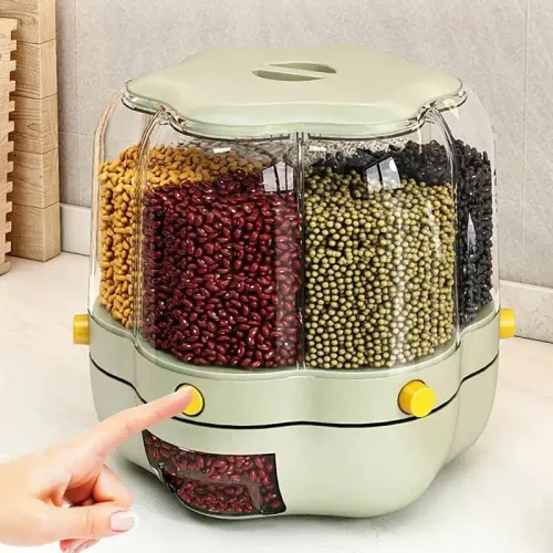 Distributeur De Riz À Grains À 6 Compartiments Rotatifs À 360 Degrés, Distributeur De Seau