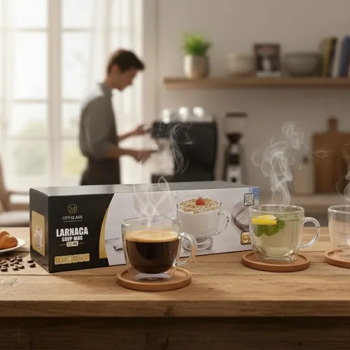 Lot De 3 Tasses En Verre À Double Paroi Avec Poignée – 500 Ml