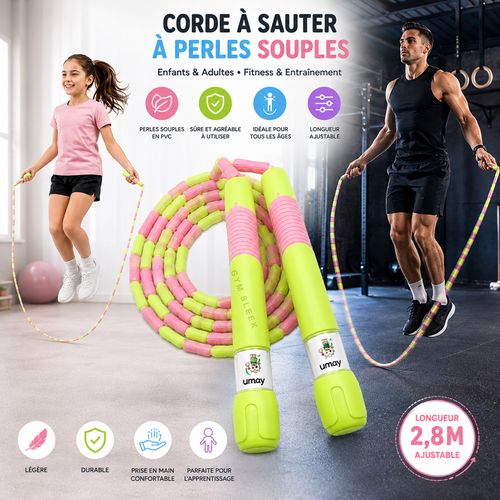 Corde À Sauter À Perles 2,8 M – Poignées Confortables Tpe 