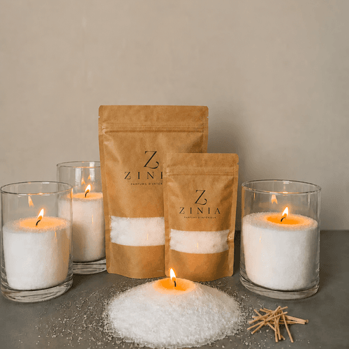 Bougie Perlée - Cire Sable Blanche - Mèches Incluses