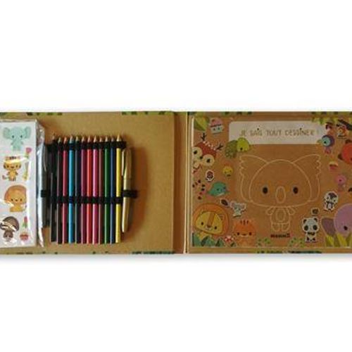 Mon Coffret Dessin - Je Sais Tout Dessiner 1 Bloc Détachable + 2 Feutres + 12 Cr