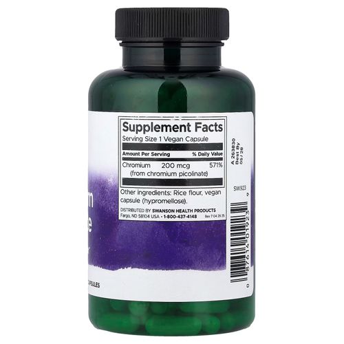 Picolinate De Chrome, 200 Μg, 200 Capsules Véganes