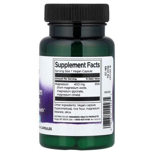 Complexe De Triple Magnésium, 400 Mg, 30 Capsules Vegan