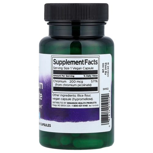 Picolinate De Chrome, 200 Μg, 100 Capsules Véganes