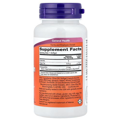 Astaxanthine, 4 Mg,  À Enveloppe Molle Végétales
