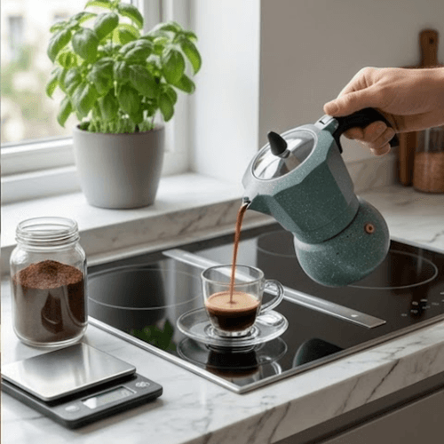 Cafetière Moka Italienne Effet Pierre – Élégance Et Café Intense