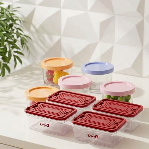 Set De Rangement Cuisine : 3 Pots En Verre + 6 Boîte En Plastique