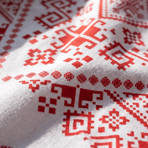 Nappe de Table - DWIRTY - Taj Fès - 140x200 cm - Rouge - 4 Serviettes 40x40 cm
