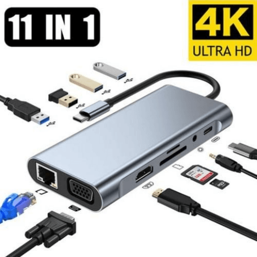 Hub Type-c 11 en 1 Station d’accueil Compatible Macbook et PC, HDMI VGA RJ45 thumbnail 1