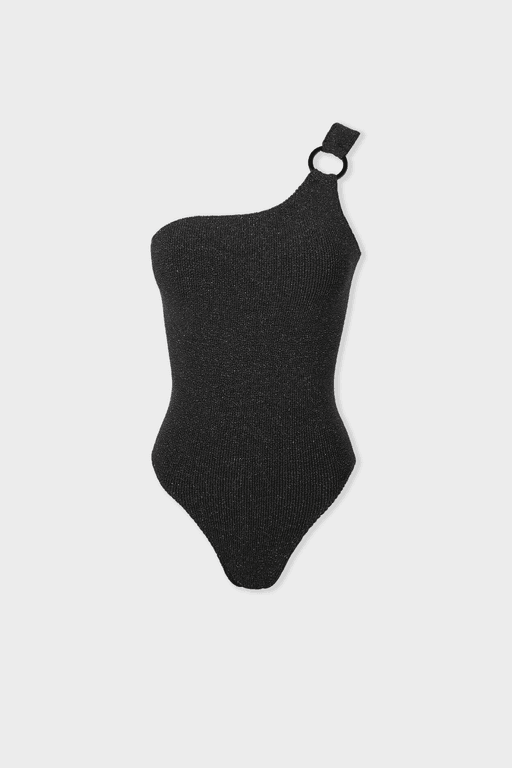 Maillot de bain 1 pièce asymétrique en matière extensible thumbnail 4