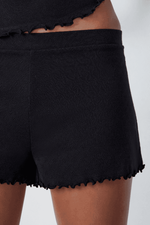 Short de pyjama en coton pointelle évasé thumbnail 3
