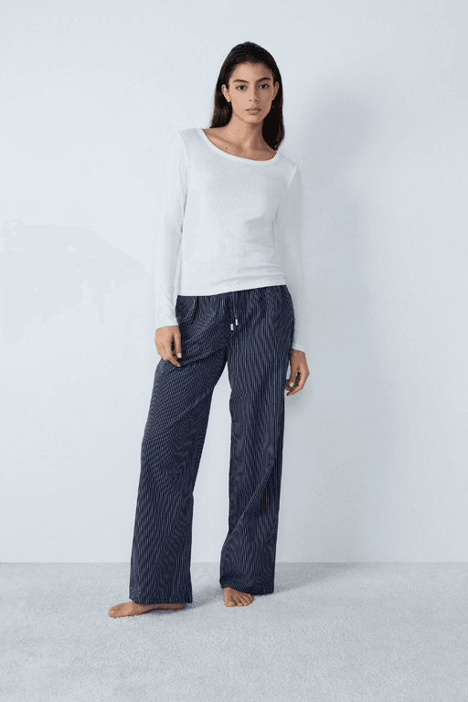 T-shirt manches longues en coton côtelé thumbnail 1
