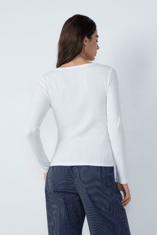 T-shirt manches longues en coton côtelé thumbnail 2