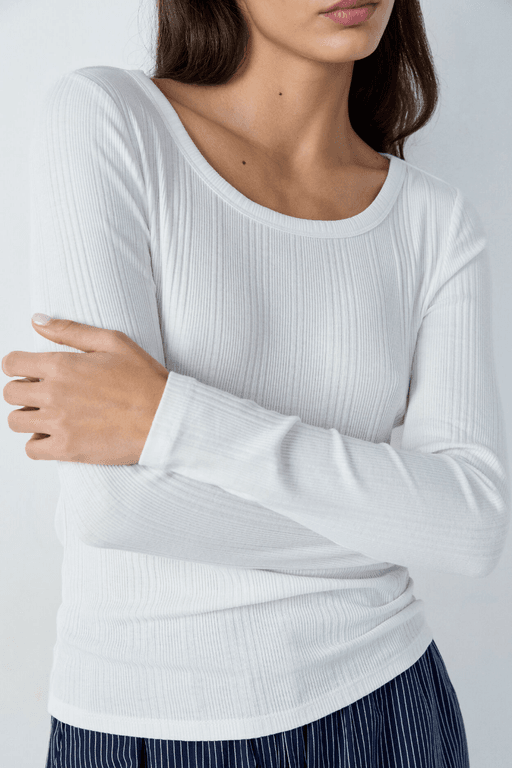 T-shirt manches longues en coton côtelé thumbnail 3
