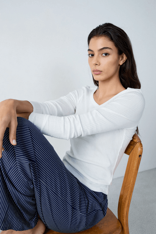 T-shirt manches longues en coton côtelé thumbnail 4