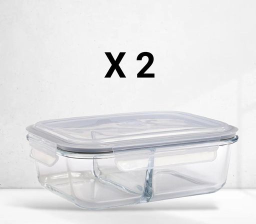 Set 2 boîtes en verre avec couvercles pour conservation GM 22/17cm/H7cm thumbnail 2