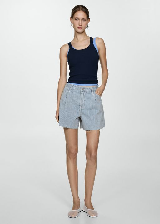 Short en Jean Imprimé Rayures thumbnail 3