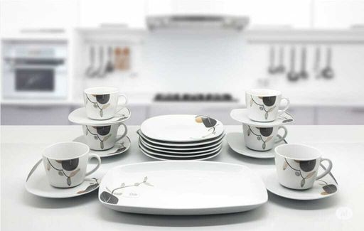 Service de Table 19 Pièces en Porcelaine de Qualité avec Motifs Colorés Compatible Lave Vaisselle thumbnail 3