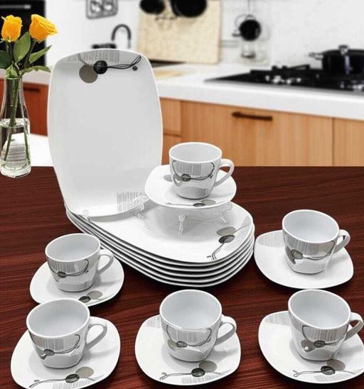 Service De Table 19 Pièces En Porcelaine De Qualité Avec Motifs Colorés Compatible Lave Vaisselle thumbnail 1