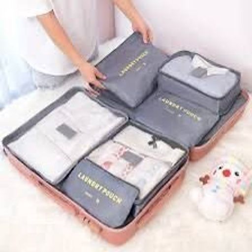 Lot de 6 Organiseurs de Voyage – Cubes de Rangement + Pochettes à Linge Imperméables, Légers et Compacts thumbnail 1