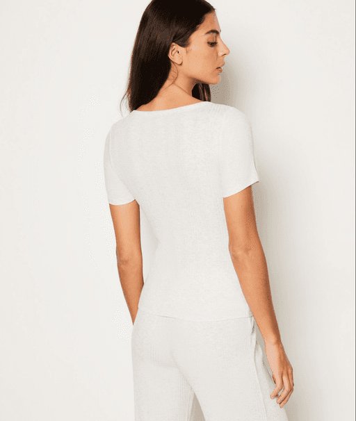 T-shirt de pyjama manches courtes en coton côtelé thumbnail 4