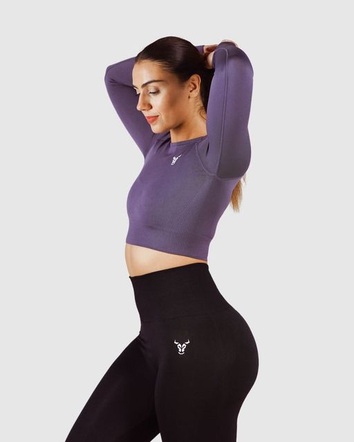 Essential Seamless Haut Court Femme Gris Fumé thumbnail 2