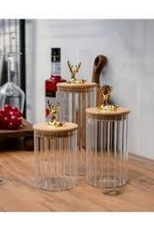 Lot de 3 Bocaux de Rangement Hermétiques en Verre avec Couvercles  thumbnail 2