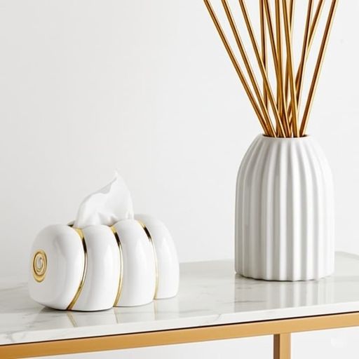 Boîte À Mouchoirs Dorée Au Design Forme Escargot Blanche Avec Détails Dore – Pour Voiture, Maison Et Bureau thumbnail 2