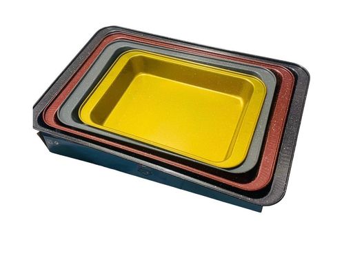Set 4 plats à four pour plats et gratis ou moiles pour gateaux,4 Plats a Four Rectangulaires antihadesifs - Gratin Plat à Rôtir Antiadhésif- Plateau Four Acier Plaque à Rôtir Rectangulaire le GM 48.2/32/5.5cmMM 43/29/5.5cm,PM 37.8/25.5/5.5cm Et PM 32.4/22.3/5.3cm. thumbnail 3
