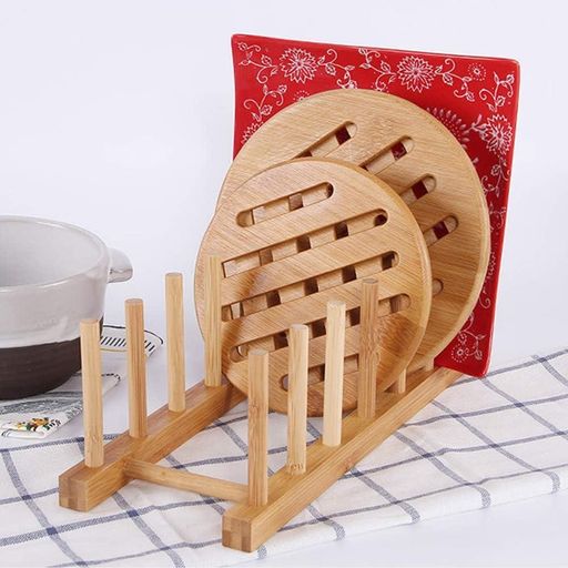 Support de couvercle de casserole en bambou .proximité de la cuisine, assiette, séchage, étagère de rangement-1 pièce thumbnail 3