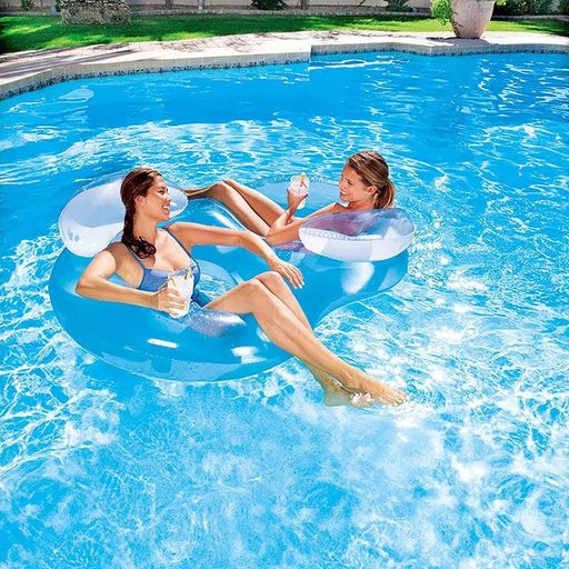 Bouée de piscine gonflable à deux places avec dossier pour adultes pour adultes thumbnail 2