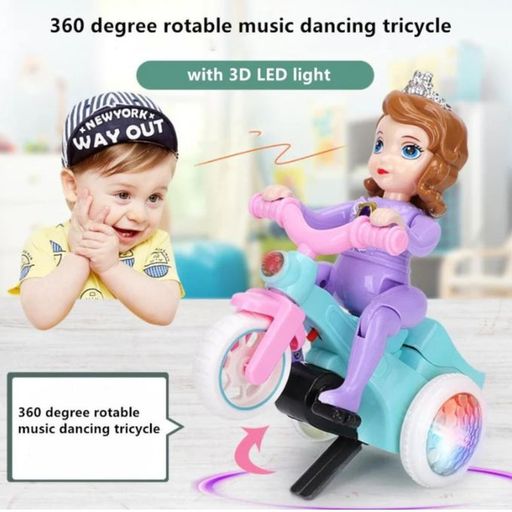 Tricycle pour enfants avec rotation à 360°, sons amusants et lumières LED clignotantes thumbnail 2